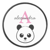 Schattigee panda beer custom Monogram Hockey Puck (Voorkant)