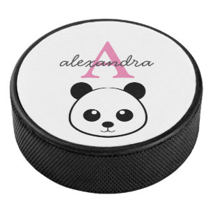 Schattigee panda beer custom Monogram Hockey Puck