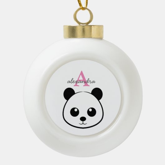 Schattigee panda beer custom Monogram Keramische Bal Ornament (Voorkant)