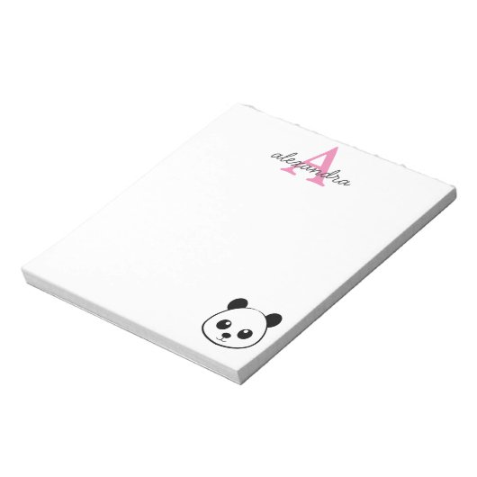 Schattigee panda beer custom Monogram Notitieblok (Linkerzijde)