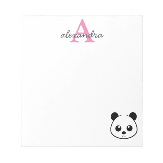Schattigee panda beer custom Monogram Notitieblok (Voorkant)