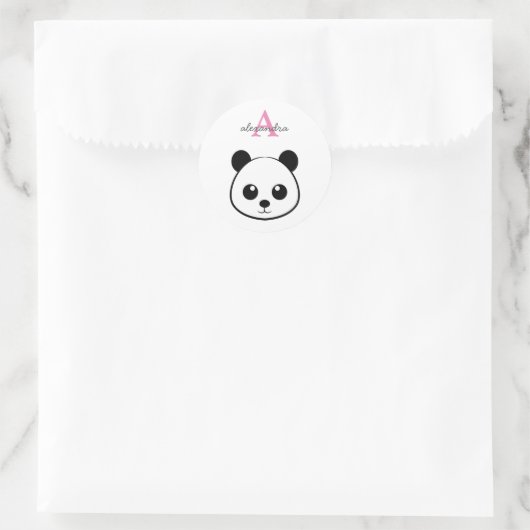 Schattigee panda beer custom Monogram Ronde Sticker (Tas)