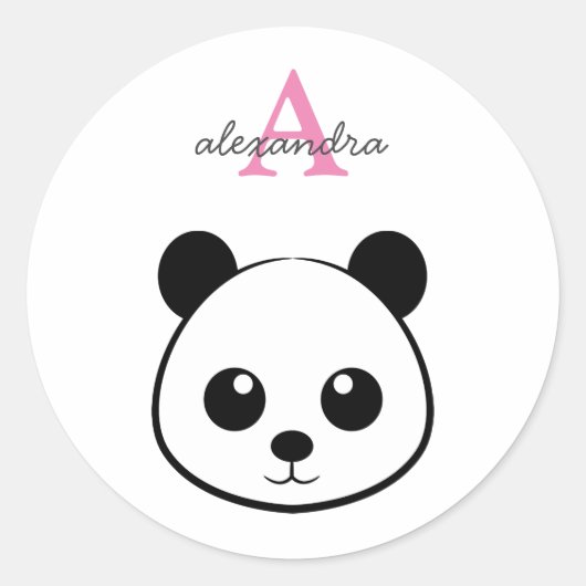 Schattigee panda beer custom Monogram Ronde Sticker (Voorkant)