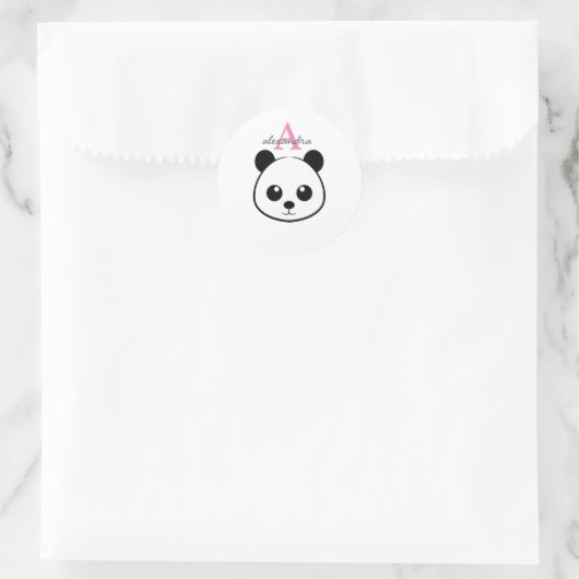 Schattigee panda beer custom Monogram Ronde Sticker (Tas)