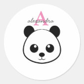 Schattigee panda beer custom Monogram Ronde Sticker (Voorkant)
