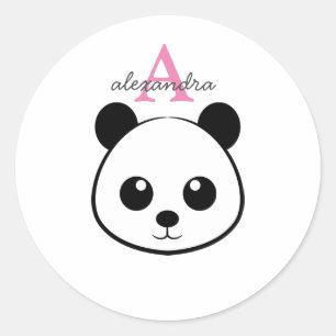 Schattigee panda beer custom Monogram Ronde Sticker