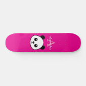 Schattigee Panda Beer Custom Monogram Roze Achterg Persoonlijk Skateboard (Horizontaal)