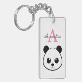 Schattigee panda beer custom Monogram Sleutelhanger (Voorkant Links)