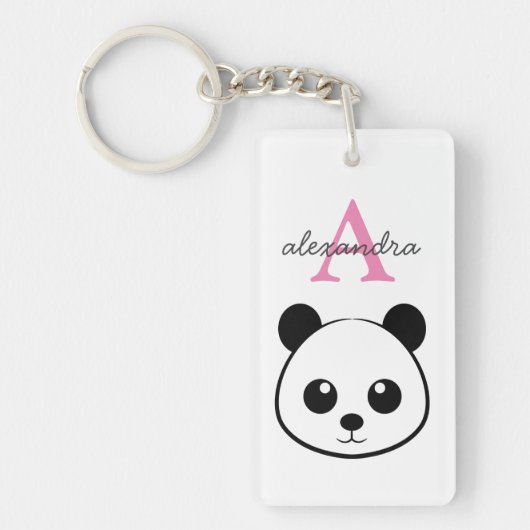 Schattigee panda beer custom Monogram Sleutelhanger (Voorkant)