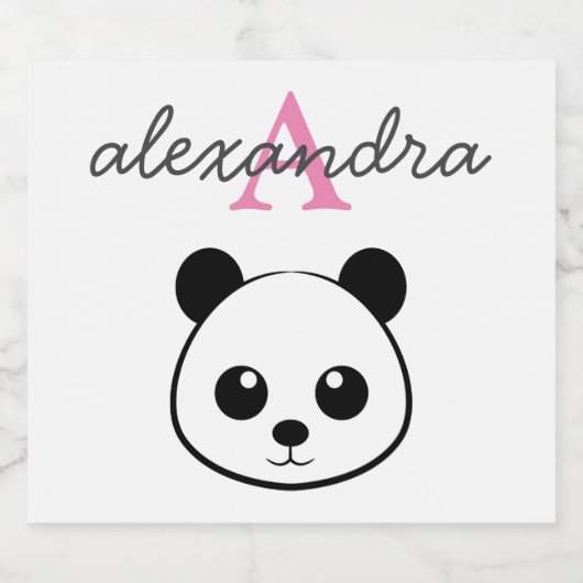 Schattigee panda beer custom Monogram Sparkling Wijnetiket (Enkel label)