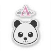 Schattigee panda beer custom Monogram Sticker (Voorkant)