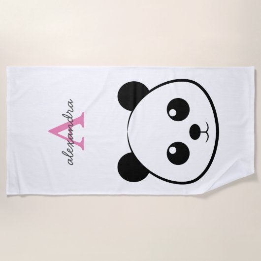 Schattigee panda beer custom Monogram Strandlaken (Voorkant)