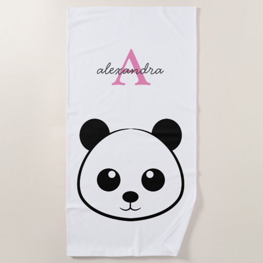 Schattigee panda beer custom Monogram Strandlaken (Voorkant)