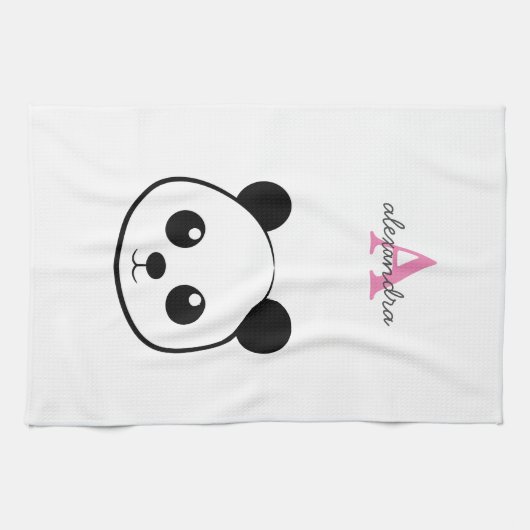 Schattigee panda beer custom Monogram Theedoek (Horizontaal)