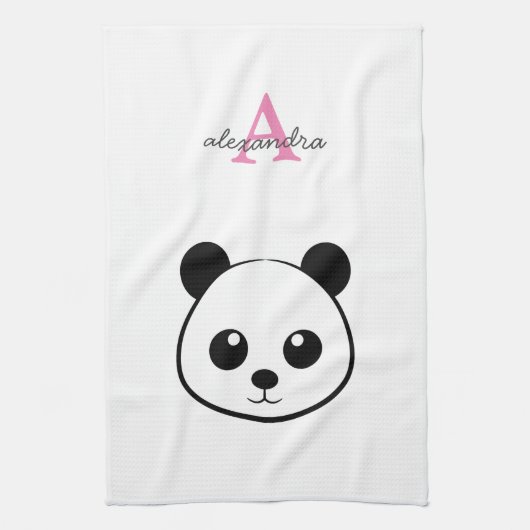 Schattigee panda beer custom Monogram Theedoek (Verticaal)