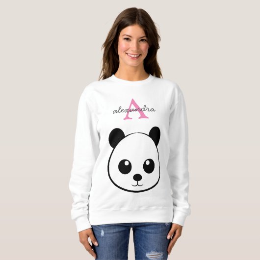 Schattigee panda beer custom Monogram Trui (Voorkant volledig)