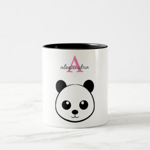 Schattigee panda beer custom Monogram Tweekleurige Koffiemok