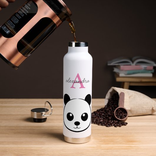 Schattigee Panda Beer Custom Monogram Waterfles (Koffie (Gedraaid)  )