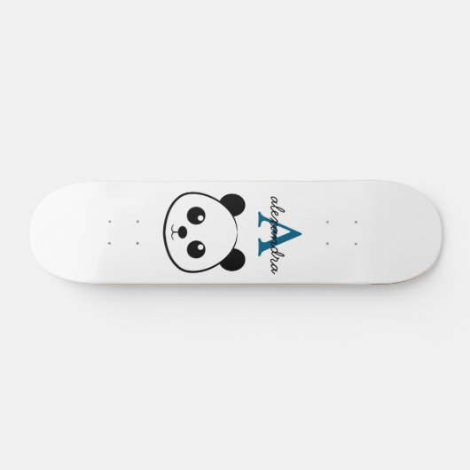 Schattigee Panda Beer Custom Monogram Witte Achter Persoonlijk Skateboard (Horizontaal)
