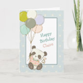 Schattigee Panda Beer en Ballonnen Verjaardag Kaar Kaart (Voorkant)