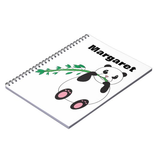 Schattigee Panda Beer Eten Bamboe Personaliseren Notitieboek (Linkerzijde)