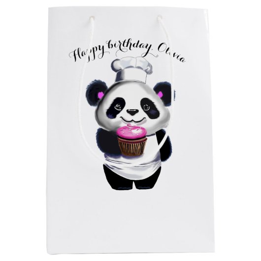 Schattigee Panda Beer geschenktas Medium Cadeauzakje (Voorkant)