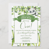 Schattigee Panda Beer Groene Bamboe Eerste Verjaar Kaart (Voorkant)