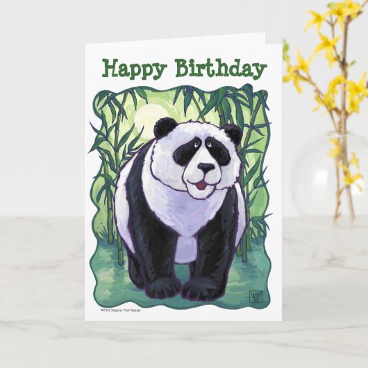 Schattigee Panda Beer Happy Birthday Kaart (Gele Bloem)