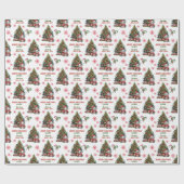 Schattigee Panda Beer Kerstboom Kinder Cadeaupapier (Vlak)