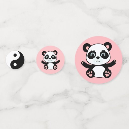 Schattigee panda beer op roze confetti (Achterkanten)