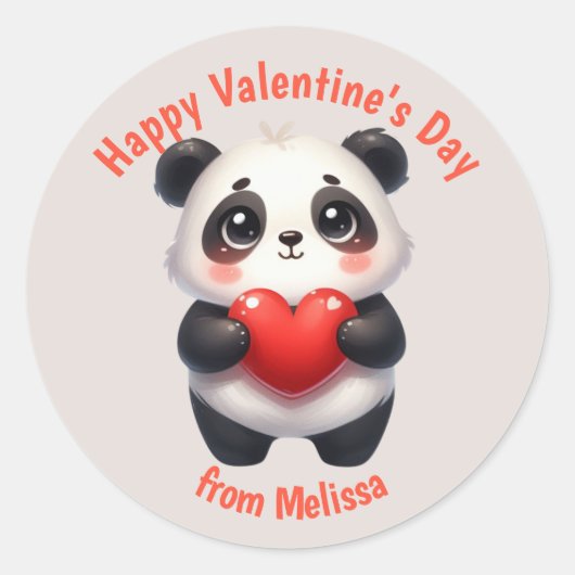 Schattigee Panda Beer Rode Hart Valentijn Ronde Sticker (Voorkant)