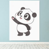 Schattigee Panda Beer Waving – Canvas Print (Insitu (Houten vloer))