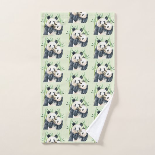 Schattigee Panda Beren Knuffelen Waterverf Patroon Bad Handdoek (Handdoek)