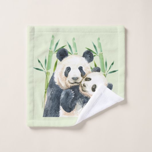 Schattigee Panda Beren Knuffelen Waterverf Patroon Bad Handdoek (Wasdoekje)