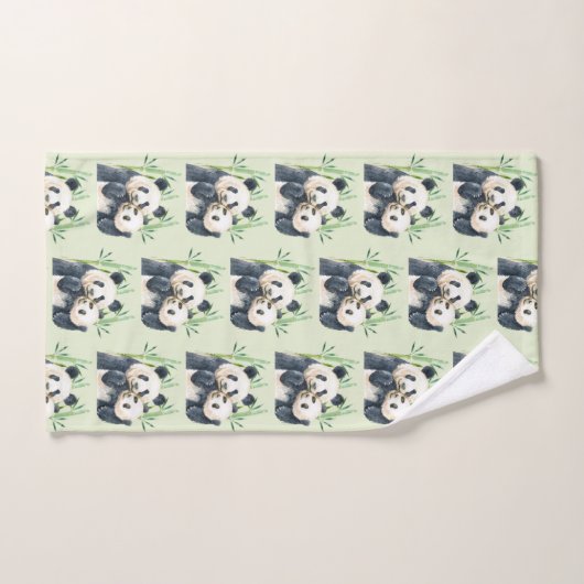 Schattigee Panda Beren Knuffelen Waterverf Patroon Bad Handdoek (Handdoek)