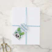 Schattigee panda. Blauw groen beer dierlijke kinde Cadeaulabel (Met Touw)