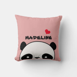 Schattigee Panda Blush Roze Gepersonaliseerde Naam Kussen