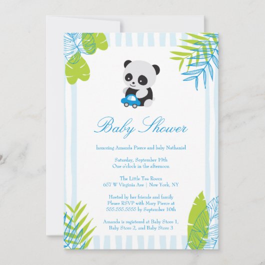 Schattigee Panda Boy Baby shower Uitnodiging (Voorkant)