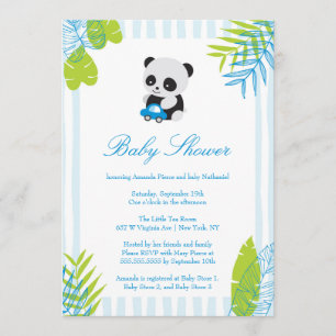 Schattigee Panda Boy Baby shower Uitnodiging