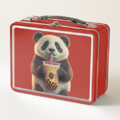 Schattigee Panda Bubble Tea Geïsoleerde Lunchbox v (Voorkant)