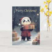 Schattigee Panda Christmas Kaart (Gele Bloem)