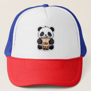Schattigee panda die bubbelthee eet trucker pet