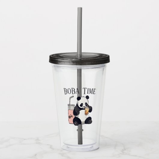 Schattigee Panda drink bubbelthee, boba tea Acryl Drinkbeker (Voorkant)