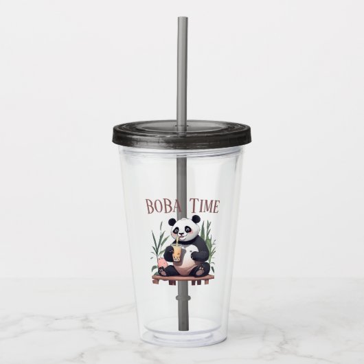 Schattigee Panda drink bubbelthee, boba tea Acryl Drinkbeker (Voorkant)