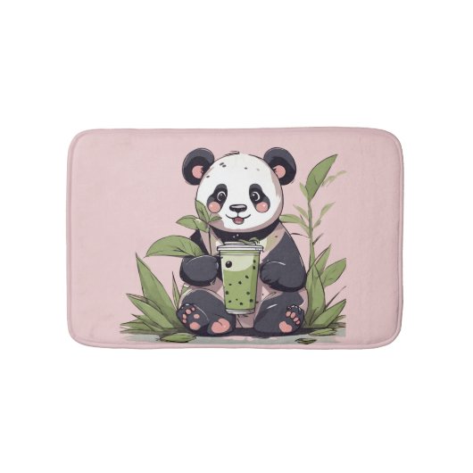 Schattigee Panda drink bubbelthee, boba tea Badmat (Voorkant)