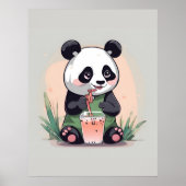 Schattigee Panda drink bubbelthee, boba tea Poster (Voorkant)