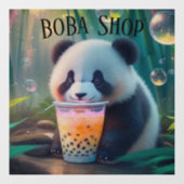 Schattigee Panda drink bubbelthee, boba tea Raamsticker (Vel)