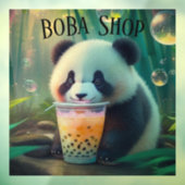 Schattigee Panda drink bubbelthee, boba tea Raamsticker (Vel 3)