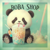 Schattigee Panda drink bubbelthee, boba tea Raamsticker (Vel 3)