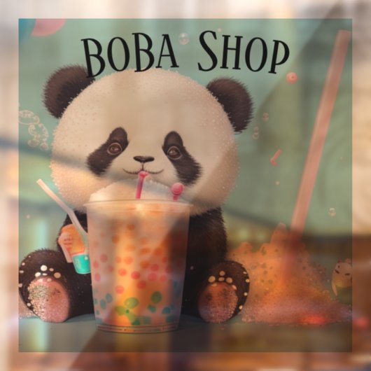 Schattigee Panda drink bubbelthee, boba tea Raamsticker (Vel 2)